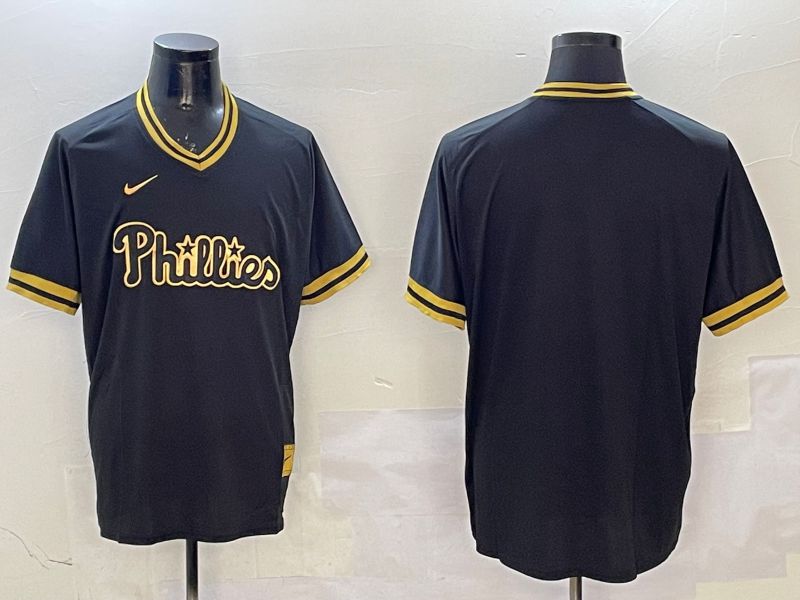 Men Philadelphia Phillies Blank Black Gold Game 2025 Nike MLB Jersey style 1